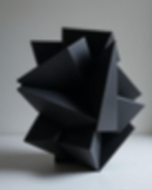 Geometric ceramic sculpture, striking sharp lines and smooth surface